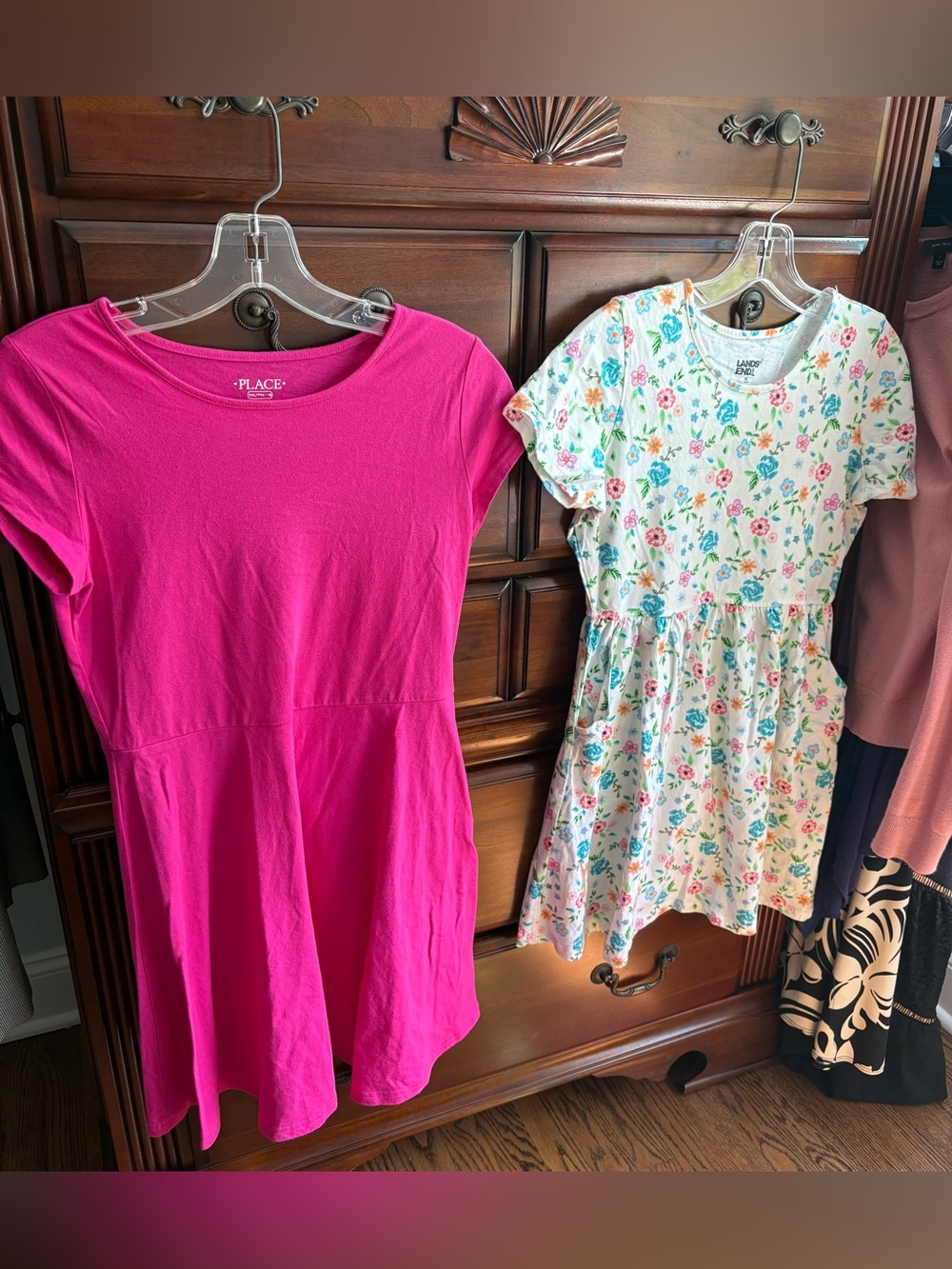 FOUR Short Sleeved Dresses, Long Shirts, Pink, White, Blue - Girls’ Size 14/16